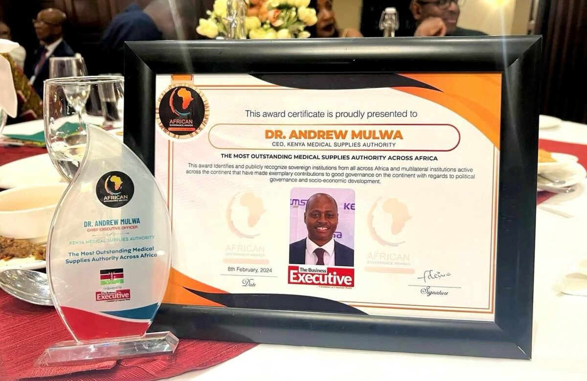 KEMSA Announces CEO Dr. Andrew Mulwa winner of African Governance Award 2024.